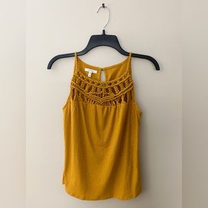 Maurices Macrame Yellow Tank Top